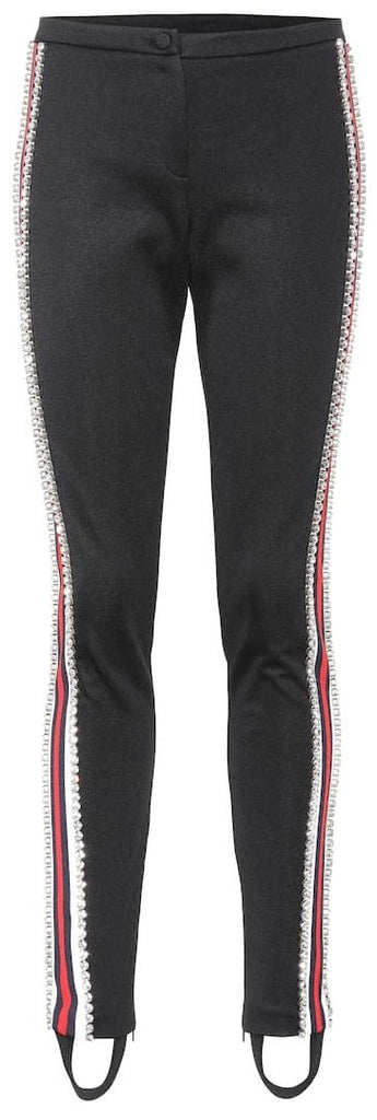 Crystal Embellished Stirrup Leggings, Black