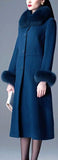Single-Breasted Fur-Trim Wool Coat