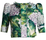 Hydrangea-Print Organza Cropped Jacket & Skirt Set - DESIGNER INSPIRED FASHIONS