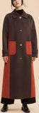 Bicolor Single-Breasted Long Wool Coat