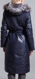 Fox-Fur Hooded Down Coat, Blue