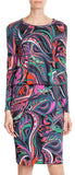 'Grasshopper' Long Sleeve Ruched Silk Dress - DESIGNER INSPIRED FASHIONS