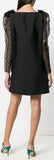 Black Sequined Puff-Sleeve Mini Dress