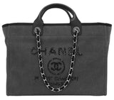 Large Canvas With Sequins Deauville Tote, Charcoal **Limited Stock** - DESIGNER INSPIRED FASHIONS