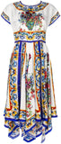 'Majolica' Print Flared Dress - DESIGNER INSPIRED FASHIONS