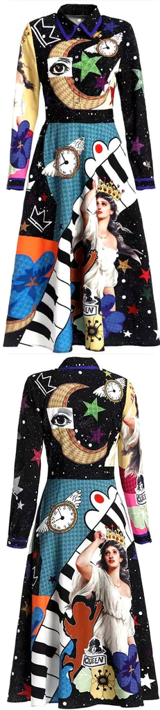 Mixed Print A-Line Dress