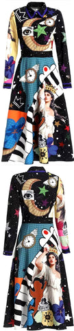 Mixed Print A-Line Dress