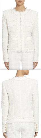 Four-Pocket Embroidered Tweed Jacket