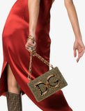 Crossbody Lurex Metallic Shoulder Bag with Chain Strap -Silver or Gold