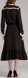 Ruffled Bow Shirt & Embroidered Midi Skirt Set