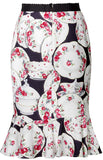 China Dish Print Flared-Hem Skirt