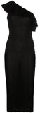 One Shoulder Dress with Gold Buttons