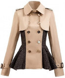 Double-Breasted Patch-Work Flared Jacket - DESIGNER INSPIRED FASHIONS