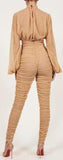 Ruched Tulle Blouse and Pant Set
