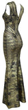 'Leslie' Woodgrain Foil Print Gown - (Various colors to choose from) - DESIGNER INSPIRED FASHIONS