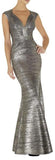 'Leslie' Woodgrain Foil Print Gown - (Various colors to choose from) - DESIGNER INSPIRED FASHIONS