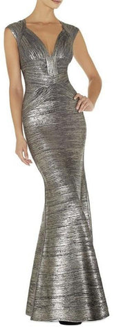 'Leslie' Woodgrain Foil Print Gown - (Various colors to choose from) - DESIGNER INSPIRED FASHIONS