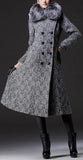 Thick Fur-Collar Long Wool Coat