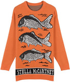 Fish Logo Intarsia Sweater, Orange or Light Blue