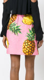 Pineapple Print Brocade Mini Skirt