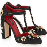 Embellished Brocade Mary Jane Pumps - DESIGNER INSPIRED FASHIONS