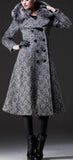 Thick Fur-Collar Long Wool Coat