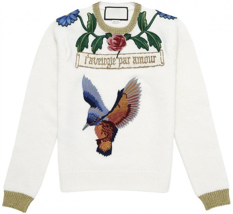 Bird Applique Knit Sweater - DESIGNER INSPIRED FASHIONS