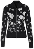 Floral-Embroidered Zip Jacket