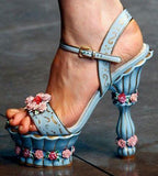 Floral Cake Sandals-Blue - DESIGNER INSPIRED FASHIONS