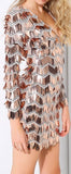 Sequin-Embellished V-Neck Mini Dress