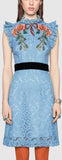 Embroidered Cluny Lace Dress, Blue - DESIGNER INSPIRED FASHIONS