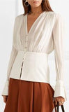 Paneled Silk-Chiffon and Cady Blouse