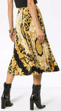 Baroque-Print Pleat Skirt