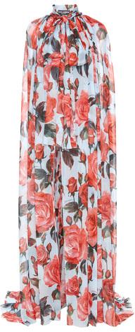 Floral Rose Printed Cape & Jumpsuit