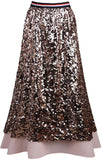 Sequin-Embellished Midi Skirt with Tulle Hem - DESIGNER INSPIRED FASHIONS