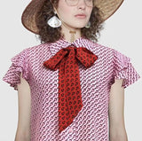 Horsebit Printed Silk Shirt Dress