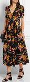'Bird of Paradise' Print Silk Midi Dress - DESIGNER INSPIRED FASHIONS