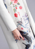 Floral & Fish Print Wool-Blend Coat