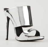 Metallic Stiletto Mule Slide - Silver, Rose Gold, Gold, Python Effect Gold