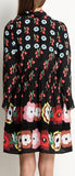 Black Floral-Print Silk Mini Dress