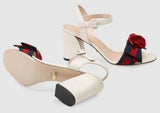 Floral Embellished Sandals, White