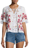 'Isabella' Floral Embroidered Lace Panel Top - DESIGNER INSPIRED FASHIONS