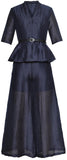 Crepe Peplum Top and Wide Leg Pant Set