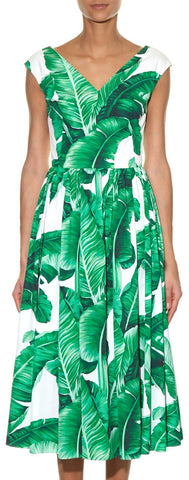 Banana Leaf Print Dress - DESIGNER INSPIRED FASHIONS