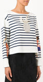 Pineapple-Embellished Striped Top