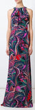 Long Printed Halter Jersey Silk Dress - DESIGNER INSPIRED FASHIONS
