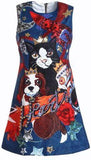 Embellished Printed Shift Dress