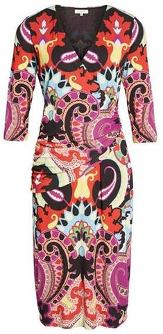 Moroccan Print Jersey Dress - Multi Color - DESIGNER INSPIRED FASHIONS