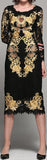 Black & Gold Embroidered Lace Dress