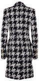 Houndstooth Double-Breasted Tweed Coat